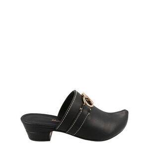 Ferragamo Phobos Leather Mules Black Womens